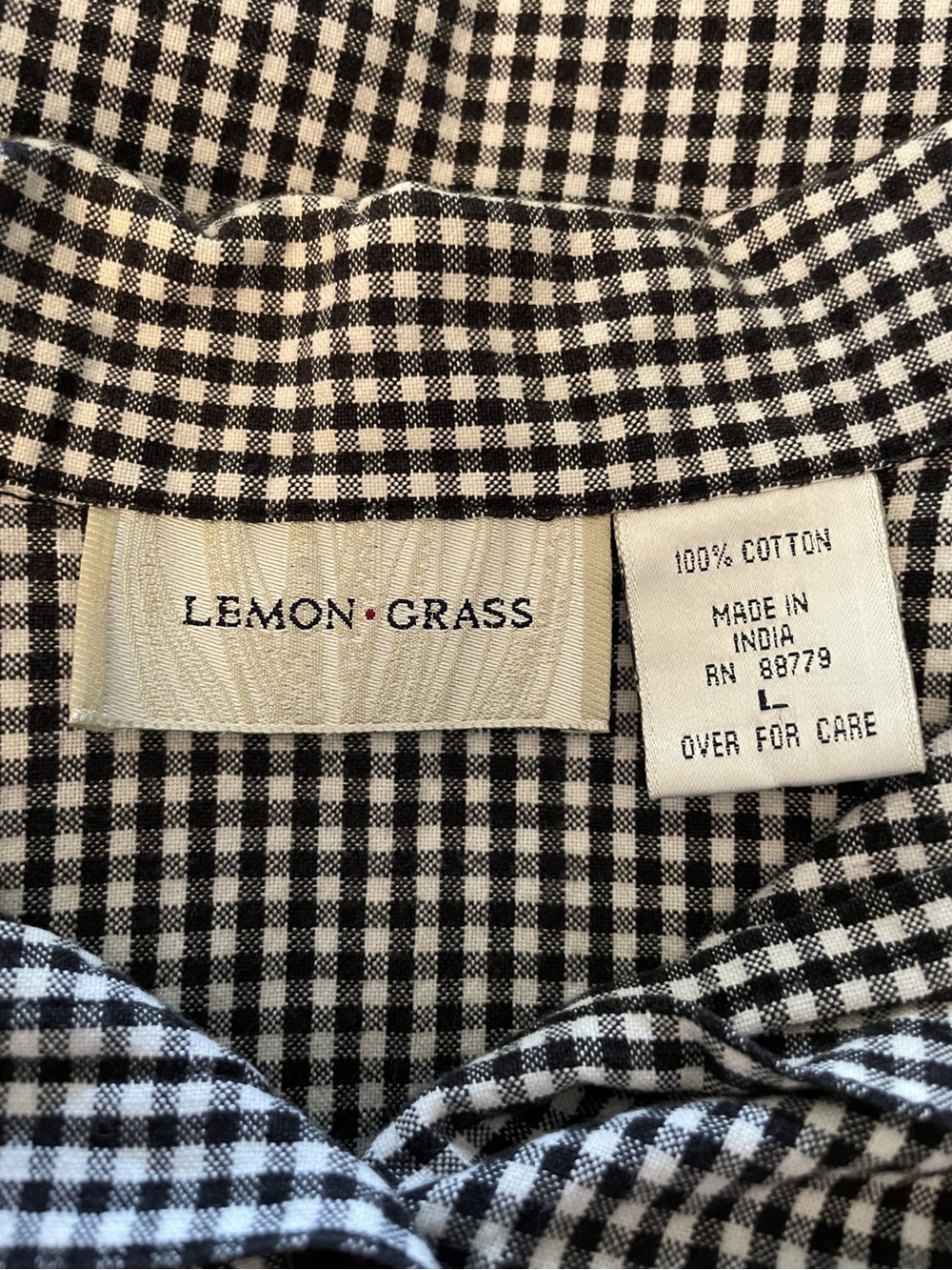 LEMON GRASS Women's Gingham Check Floral Daisy Daffodil Applique Shirt Large - Picture 11 of 12